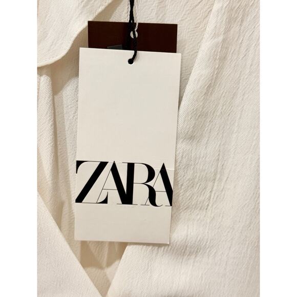NWT Zara Dolman Sleeve Plunging V-Neck Mini Dress White Women's Size Medium - Picture 4 of 6